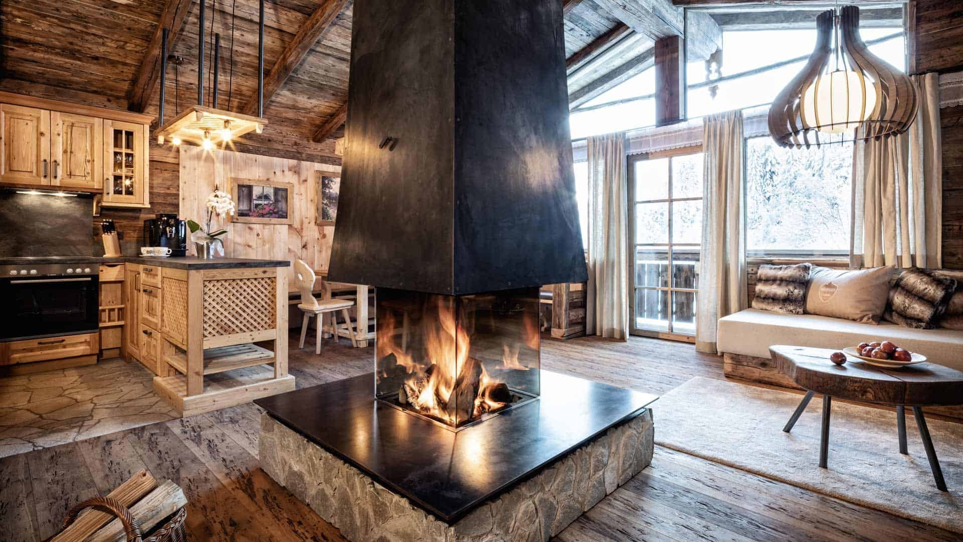 Der wunderschöne Wohnbereich im Chalet Prechtlgut.