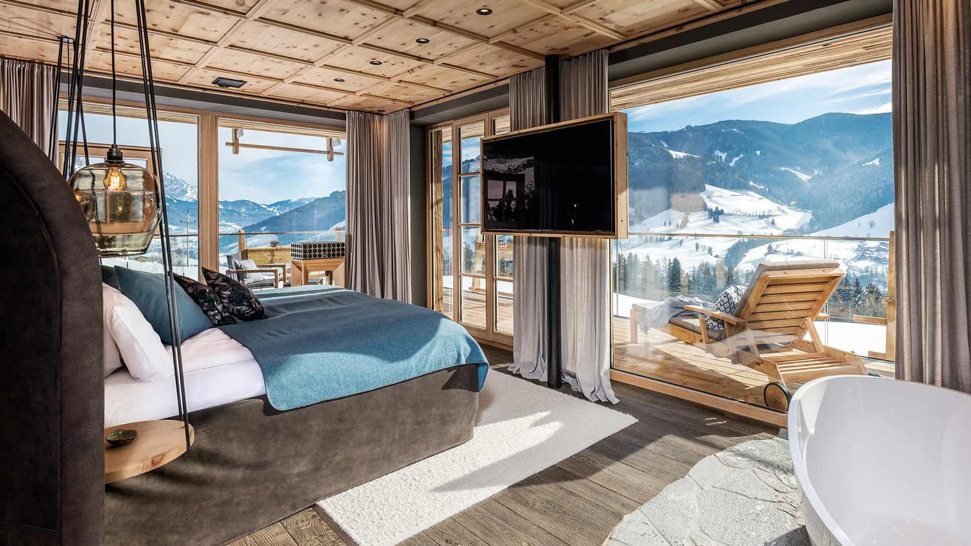 Senhoog leogang Bett mit Aussicht